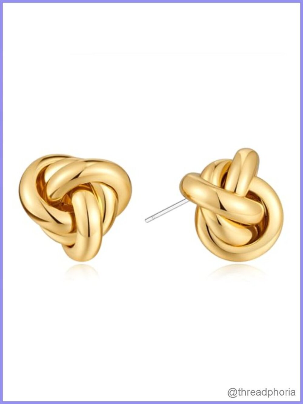 Gold Plated Knot Stud Earrings Chunky Love Knot Earrings for Women